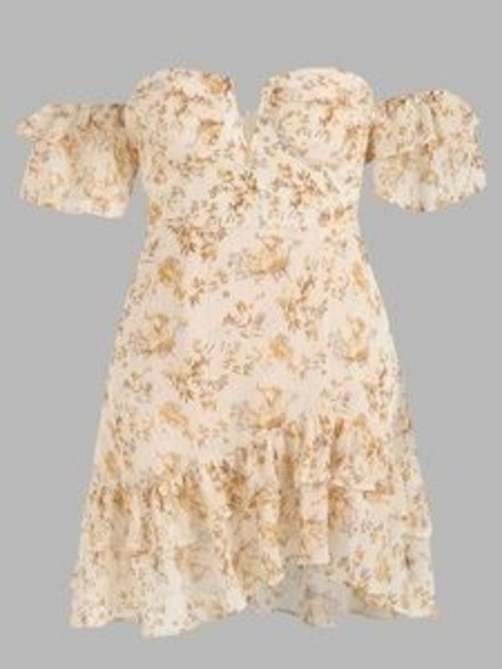 Cider Cream Floral Off-Shoulder Ruffle Mini Dress